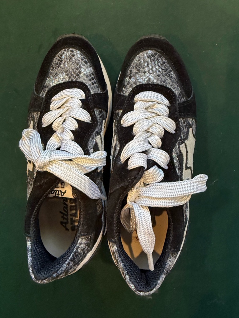 Atlantic Stars Silver & Black Lace-Up Sneakers